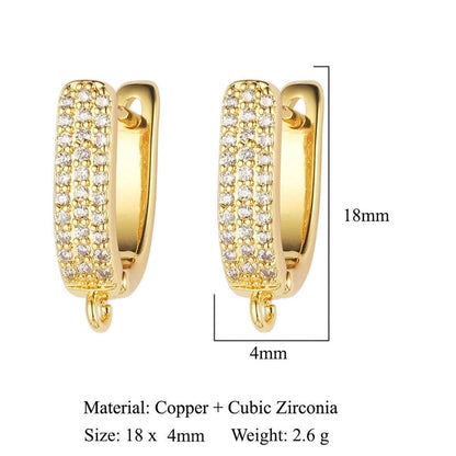 1 Pair Minimalist Solid Color Inlay Copper Zircon Earrings