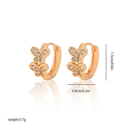1 Pair Minimalist Solid Color Copper Zircon Earrings