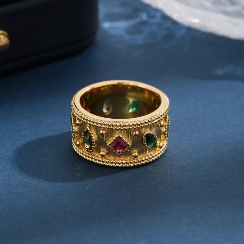 Copper 18K Gold Plated Minimalist Plating Inlay Horse Eye Zircon Rings