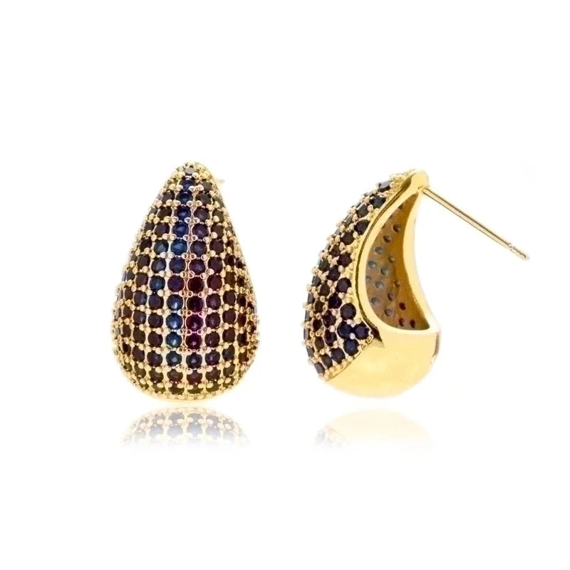 1 Pair Minimalist Classic Style Water Droplets Enamel Plating Inlay Copper Rhinestones 18k Gold Plated Ear Studs
