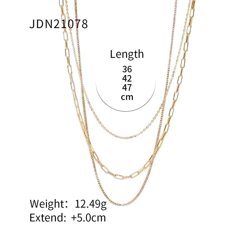 Fashion Geometric 304 Stainless Steel Gold Plated Layered Necklaces