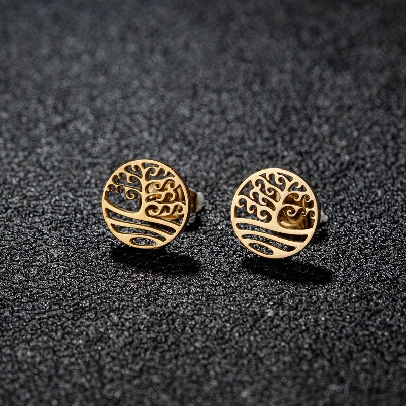 1 Pair Cute Minimalist Animal Notes Polishing 304 Stainless Steel 18K Gold Plated Ear Studs
