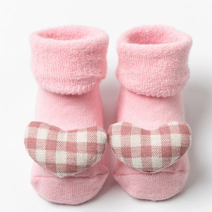New Newborn Baby Socks Autumn And Winter A Cotton Red Terry Fleece-lined Thickened Non-slip Baby Christmas Floor Socks 1