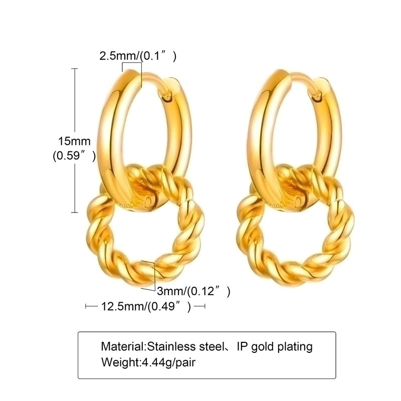 1 Pair Minimalist Star Plating Inlay 201 Stainless Steel Zircon 18K Gold Plated Drop Earrings