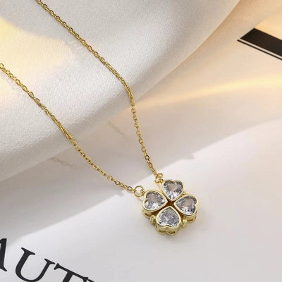 Minimalist Heart Shape Titanium Steel Inlay Rhinestones Women\'s Pendant Necklace