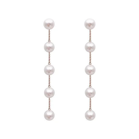 Korean Style S925 Silver Needle Earrings Fashion Internet Popular Elegant Pearl Earrings Chain Long Tassel Earrings