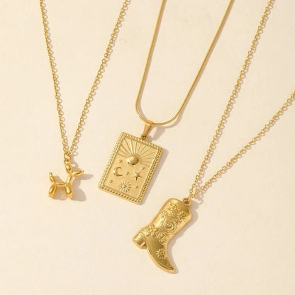 Casual Cute Dog Boots 304 Stainless Steel 18K Gold Plated Pendant Necklace