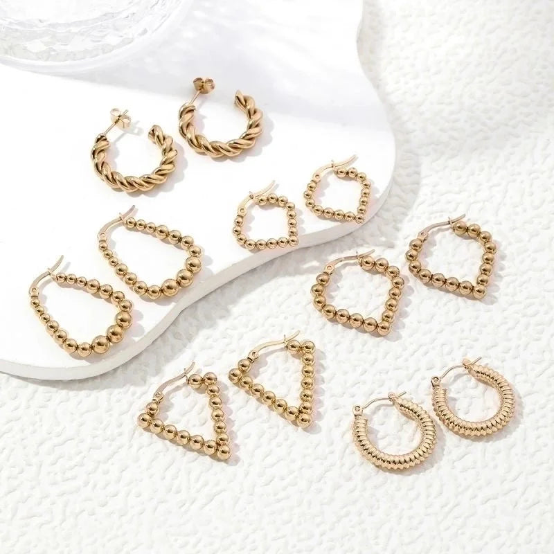 1 Pair Elegant Sweet Commute Heart Shape Plating Stainless Steel 18K Gold Plated Earrings