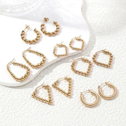 1 Pair Elegant Sweet Commute Heart Shape Plating Stainless Steel 18K Gold Plated Earrings