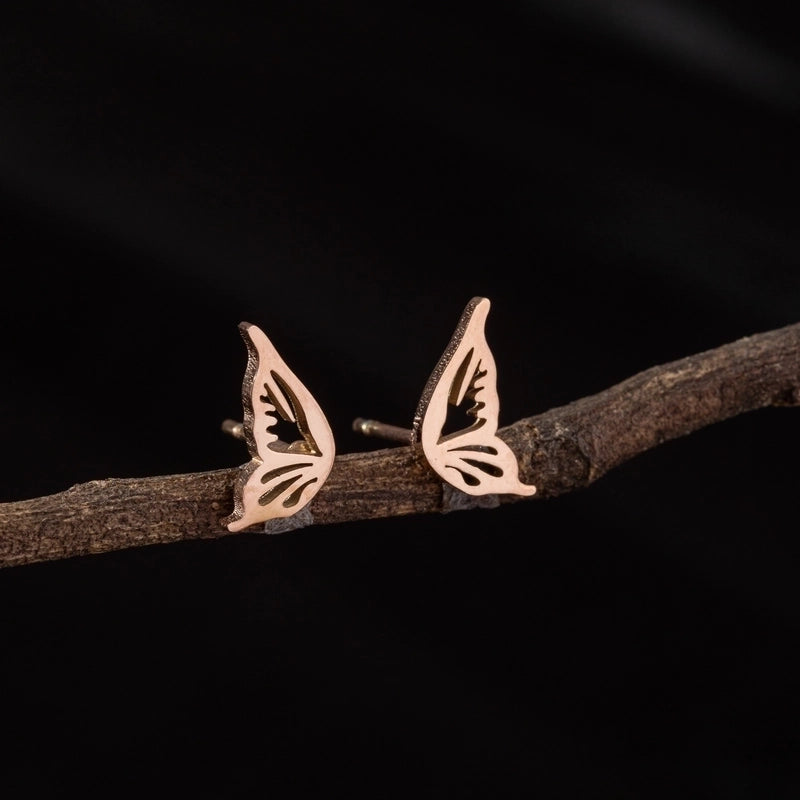1 Pair Cute Minimalist Dog Cat Flower Polishing Hollow Out 304 Stainless Steel 18K Gold Plated Ear Studs