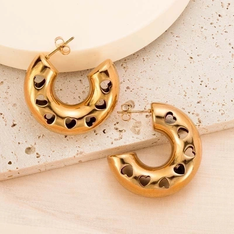 1 Pair Fashion Solid Color Plating 304 Stainless Steel 18K Gold Plated Earrings