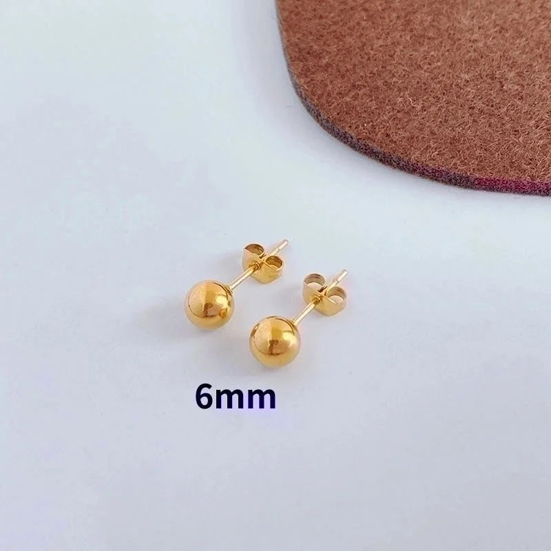 1 Pair Minimalist Ball Titanium Steel Titanium Steel 18K Gold Plated Ear Studs