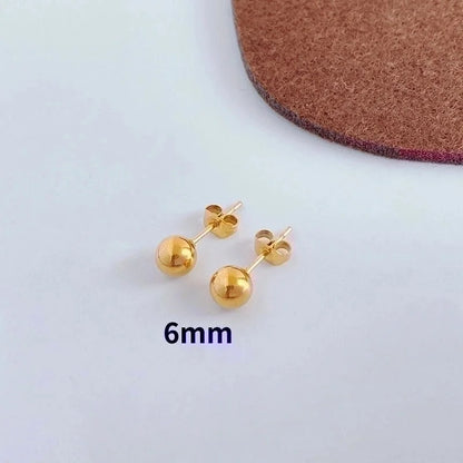 1 Pair Minimalist Ball Titanium Steel Titanium Steel 18K Gold Plated Ear Studs