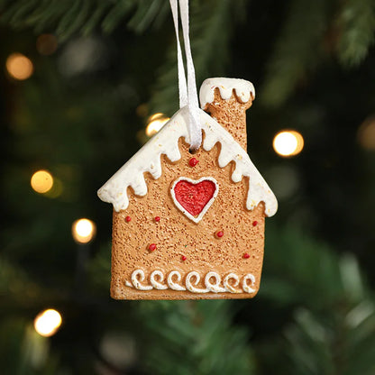 Resin Gingerbread Man Christmas Tree Pendant Heart Gingerbread House Diy Christmas Ornament Hanging Decoration Small Pendant