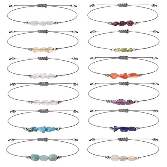 Minimalist Irregular Stone Rope Braid Bracelets