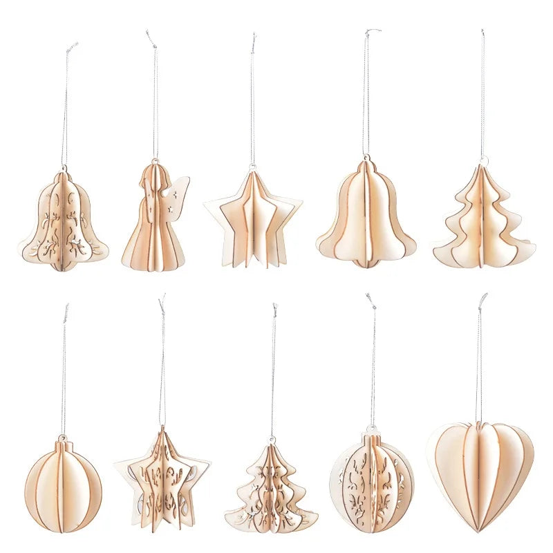 Christmas Minimalist Christmas Tree Angel Star Wood Party Hanging Ornaments
