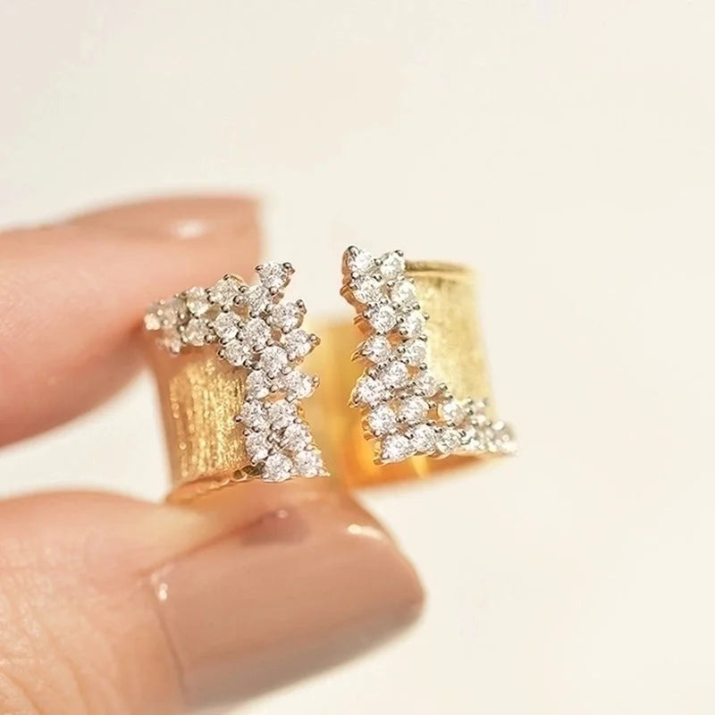 Fashion Irregular Copper Inlay Zircon Open Ring 1 Piece