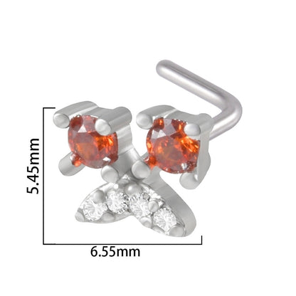 2 Pieces Nose Rings & Studs Streetwear Moon Heart Shape Butterfly 304 Stainless Steel Copper Zircon Inlay Zircon
