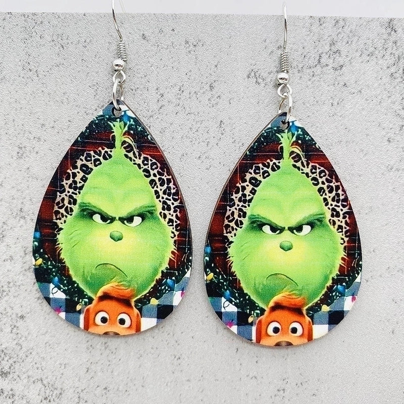 1 Pair IG Style Minimalist Cartoon Christmas Hat Monster Wood Drop Earrings