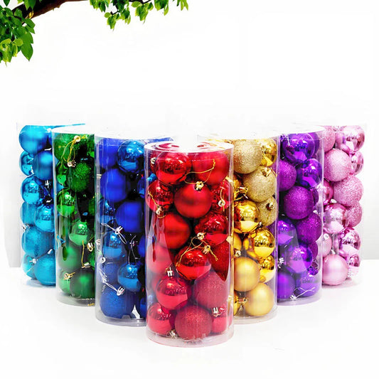 Christmas Decoration 3cm 4cm Christmas Balls 24 Pack Christmas Tree Hanging Ornaments Bucket Square Box Irregular Balls Plastic Electroplated Balls