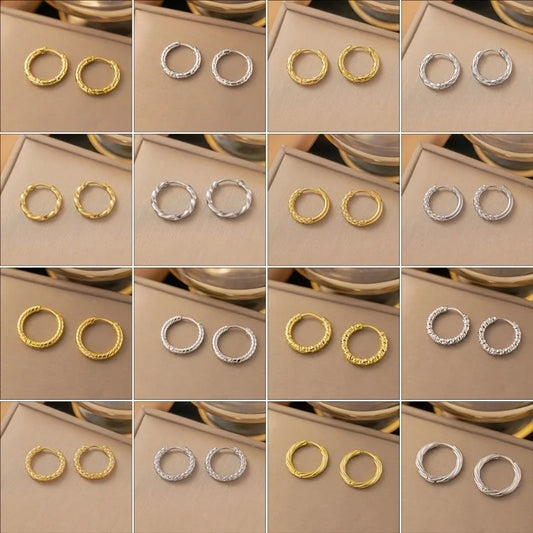 1 Pair Minimalist Geometric Round Solid Color Plating Titanium Steel Earrings Ear Studs