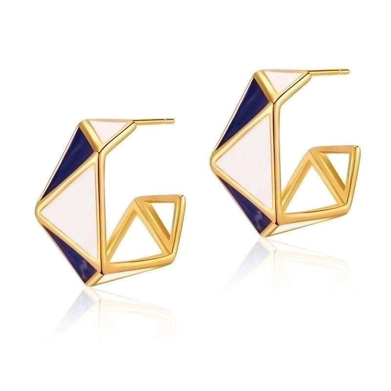 1 Pair Retro Sweet Triangle Devil\'s Eye Heart Shape Enamel Plating Inlay Copper Zircon 18k Gold Plated Ear Studs