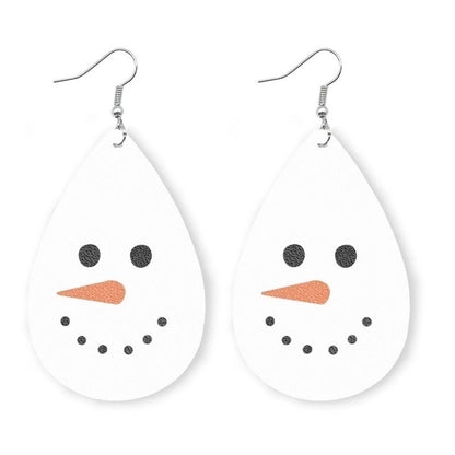 1 Pair Minimalist Classic Style Streetwear Christmas Tree Water Droplets Snowflake Pu Leather Drop Earrings
