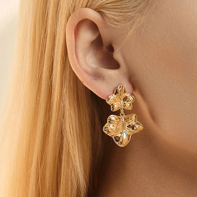 1 Piece Retro Vintage Style Modern Style Double Heart Circle Heart Shape Pleated Copper 18K Gold Plated Drop Earrings