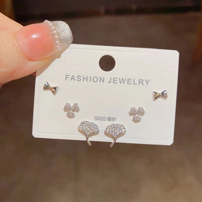 Fashion Geometric Copper Plating Artificial Pearls Zircon Earrings 3 Pairs