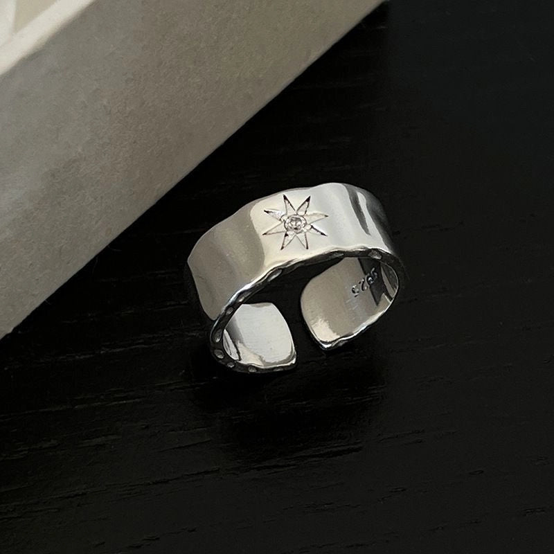 Minimalist Flower Rectangle Brass Plating White Gold Plated Open Rings