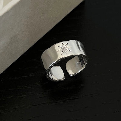 Minimalist Flower Rectangle Brass Plating White Gold Plated Open Rings