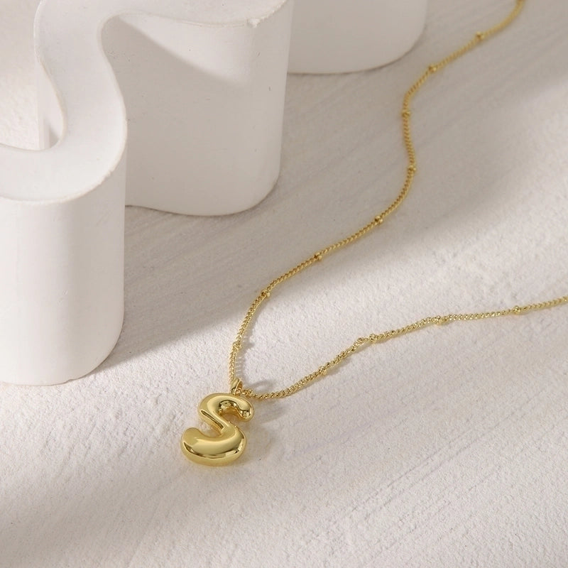 Copper 14K Gold Plated Letter Pendant Necklace