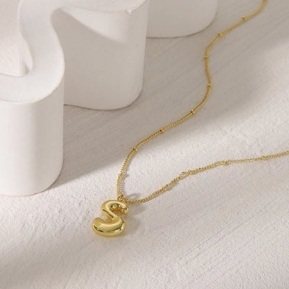 Copper 14K Gold Plated Letter Pendant Necklace