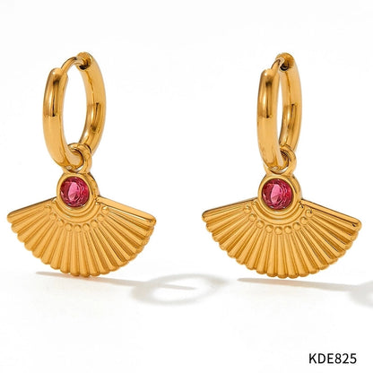 1 Pair Retro Sector Plating Inlay 304 Stainless Steel Zircon 16K Gold Plated White Gold Plated Gold Plated Earrings