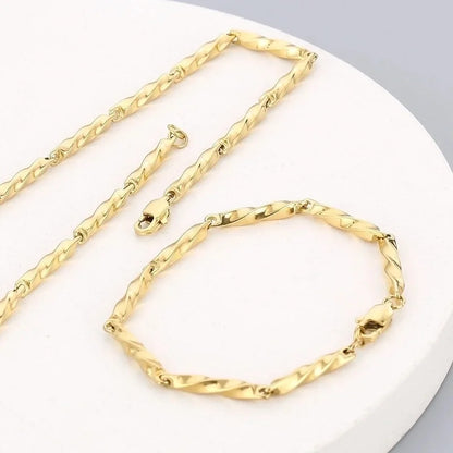 Minimalist Solid Color Stainless Steel 18K Gold Plated Plating Bracelets Necklace