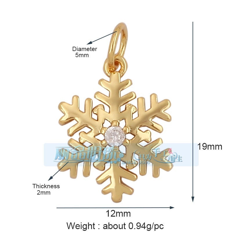 1 Piece Copper Geometric Heart Shape Snowflake Pendant Jewelry Accessories