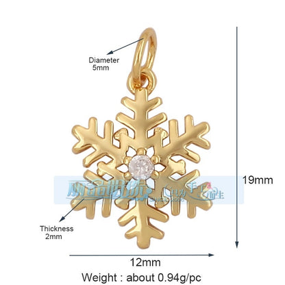 1 Piece Copper Geometric Heart Shape Snowflake Pendant Jewelry Accessories