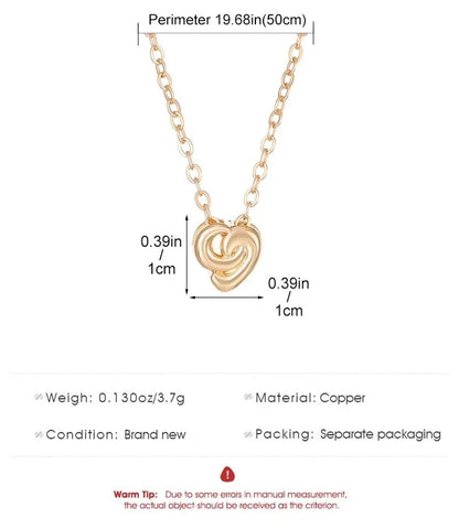 Copper Heart Shape Pendant Necklace