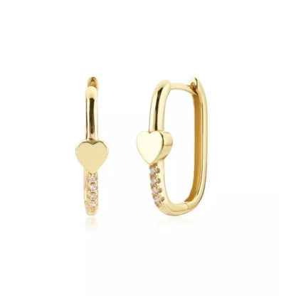 1 Pair IG Style French Style Geometric Copper Zircon 24K Gold Plated Hoop Earrings Ear Cuffs