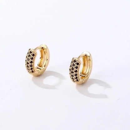 1 Pair Casual Modern Style Round Inlay Copper Zircon K Gold Plated Rhodium Plated Earrings