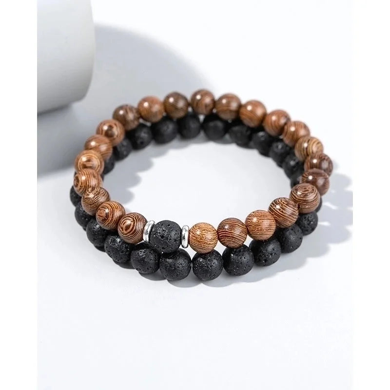 Fashion Heart Shape Agate Beaded Bracelets 1 Set