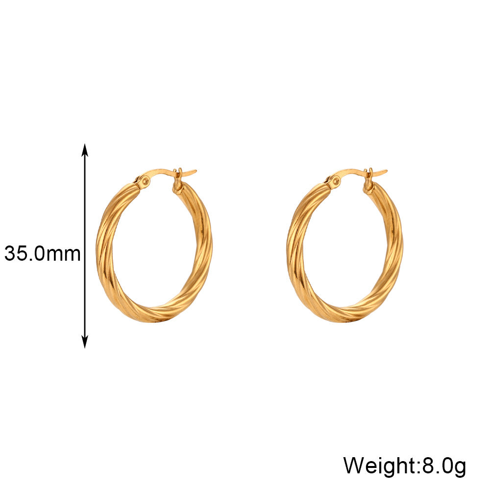 Fashion Round Geometric Stainless Steel 18K Gold Plated Earrings