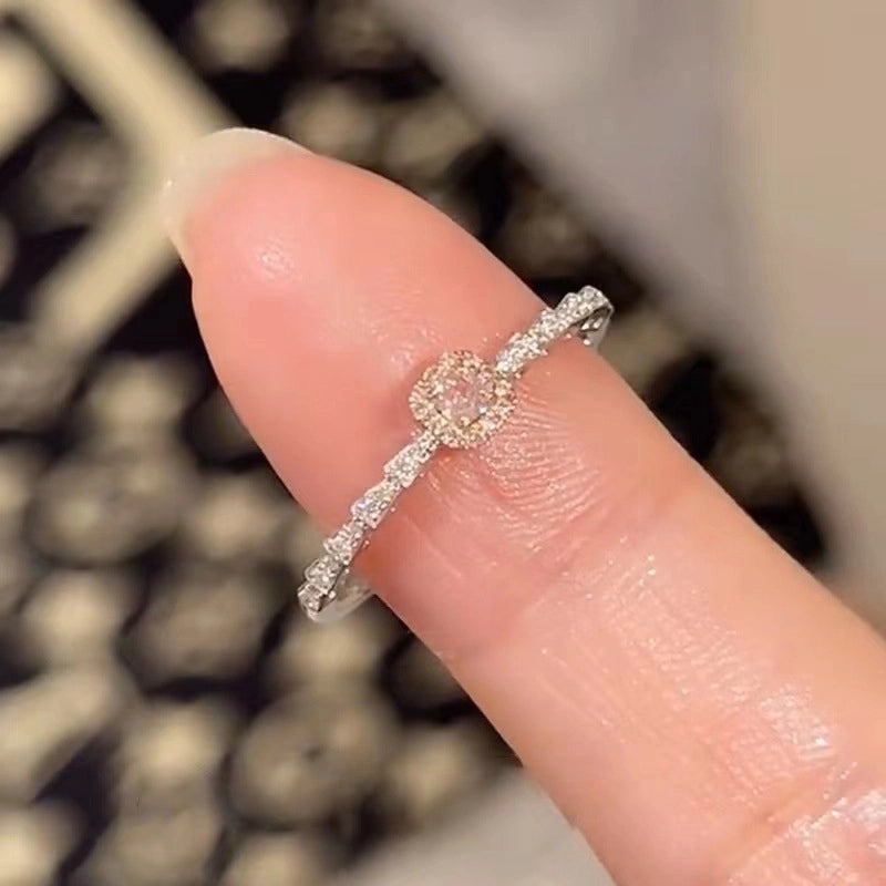 Elegant Sweet Oval Crown Copper Plating Inlay Rhinestones Open Rings