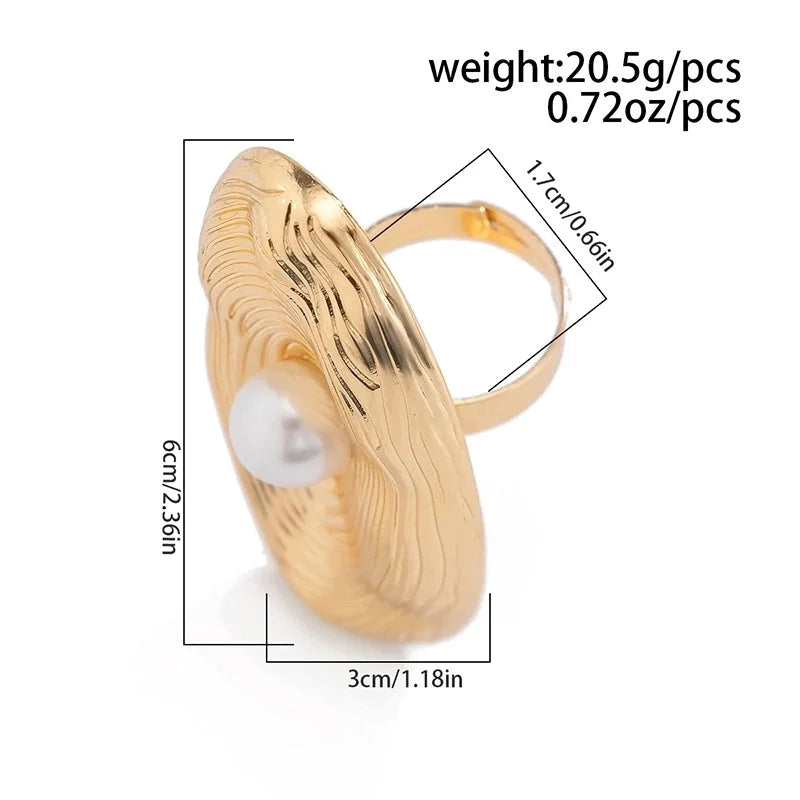 Casual Solid Color Streetwear Geometric Imitation Pearl Alloy Women's Rings