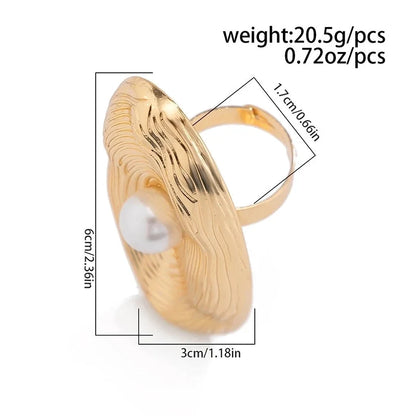 Casual Solid Color Streetwear Geometric Imitation Pearl Alloy Women's Rings