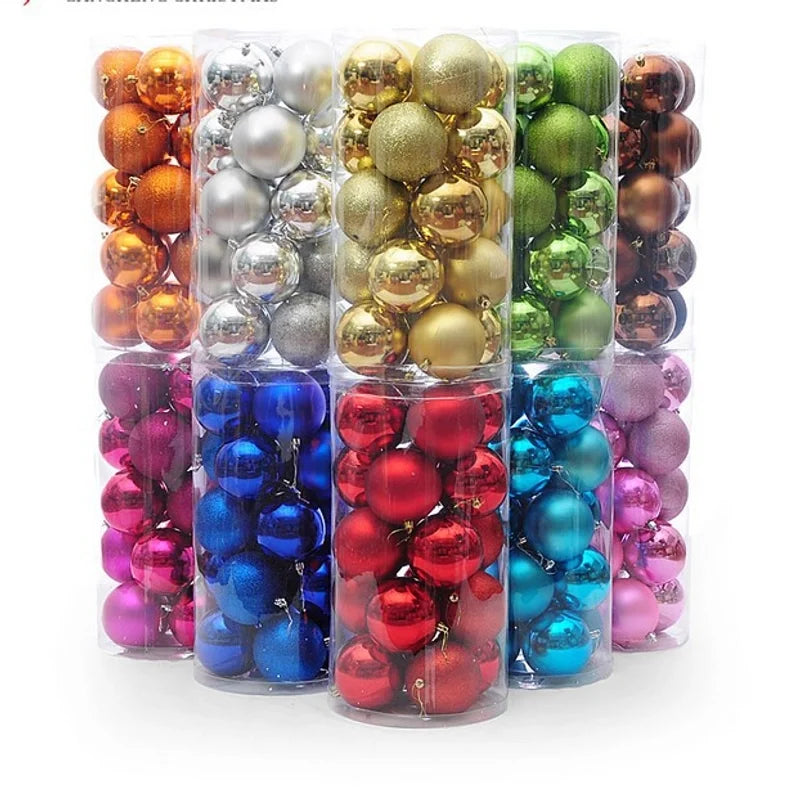 Factory In Stock 24Pcs Christmas Plastic Colored Ball Barrel Shopping Mall Holiday Party Pendant Christmas Tree