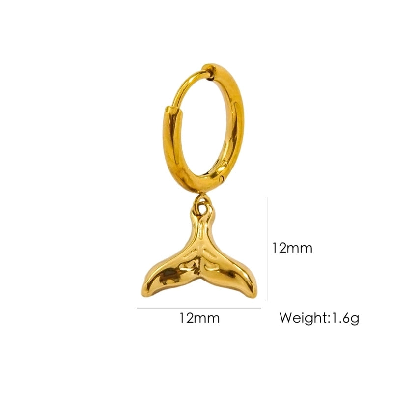 3 Pieces Beach Tortoise Starfish Shell Plating 304 Stainless Steel 14K Gold Plated Earrings