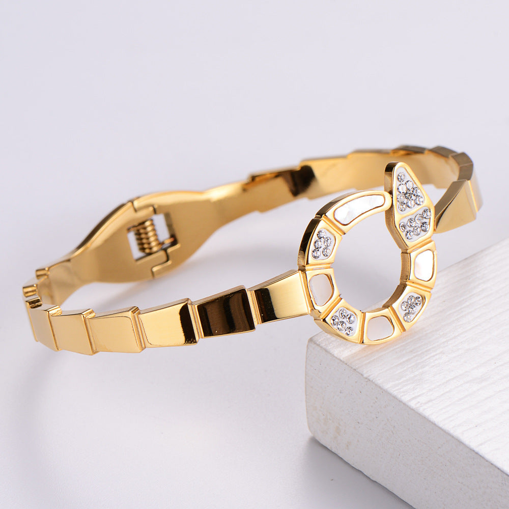 IG Style Women Metal Diamond Fruit Stainless Steel Bangles