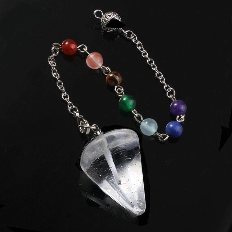 Fashion Hexagonal Pyramid Alloy Natural Stone Cable Chain Pendant Necklace In Bulk