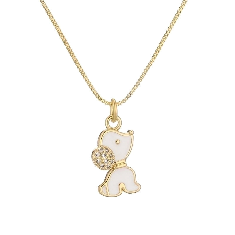Ig Style Minimalist Dog Cat Copper Plating Inlay Zircon Gold Plated Pendant Necklace